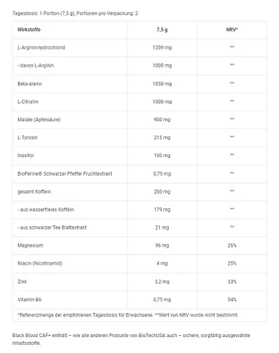 BioTech Black Blood CAF+ 300g (40 Serv.) Blue Grape
