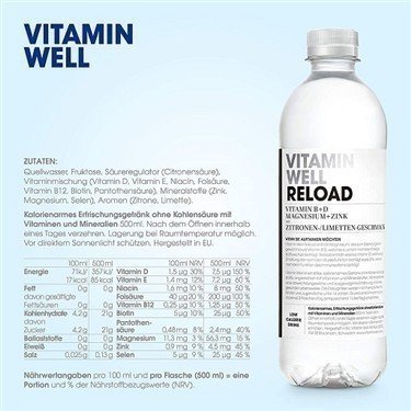 Vitamin Well Drink 12x500ml ZERO Pineapple