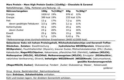 Mars High Protein Cookie 12x60g Salted Caramel MHD 08/2025